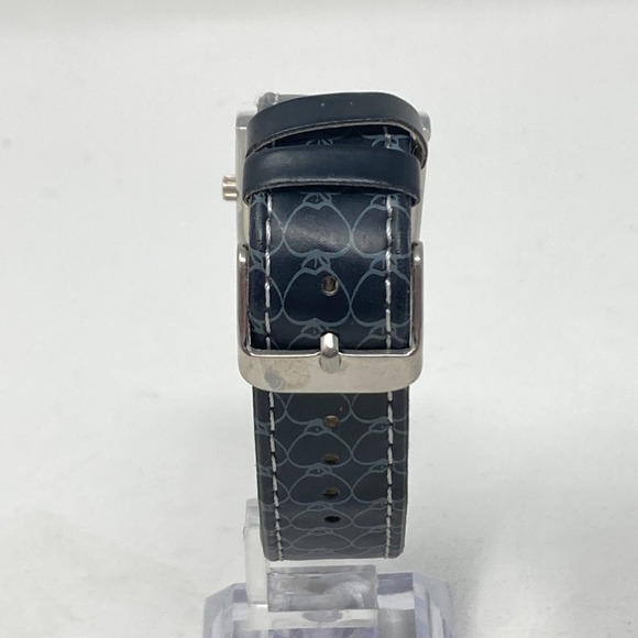 Vivani Watch Women 25mm Silver Tone MOP Dial Black Heart Band New Battery 8" - Picture 5 of 16